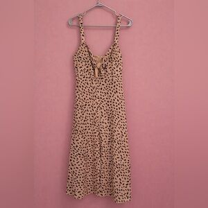 Animal Print Midi Dress XL NWT Tie Front Slip Dress Brown Black